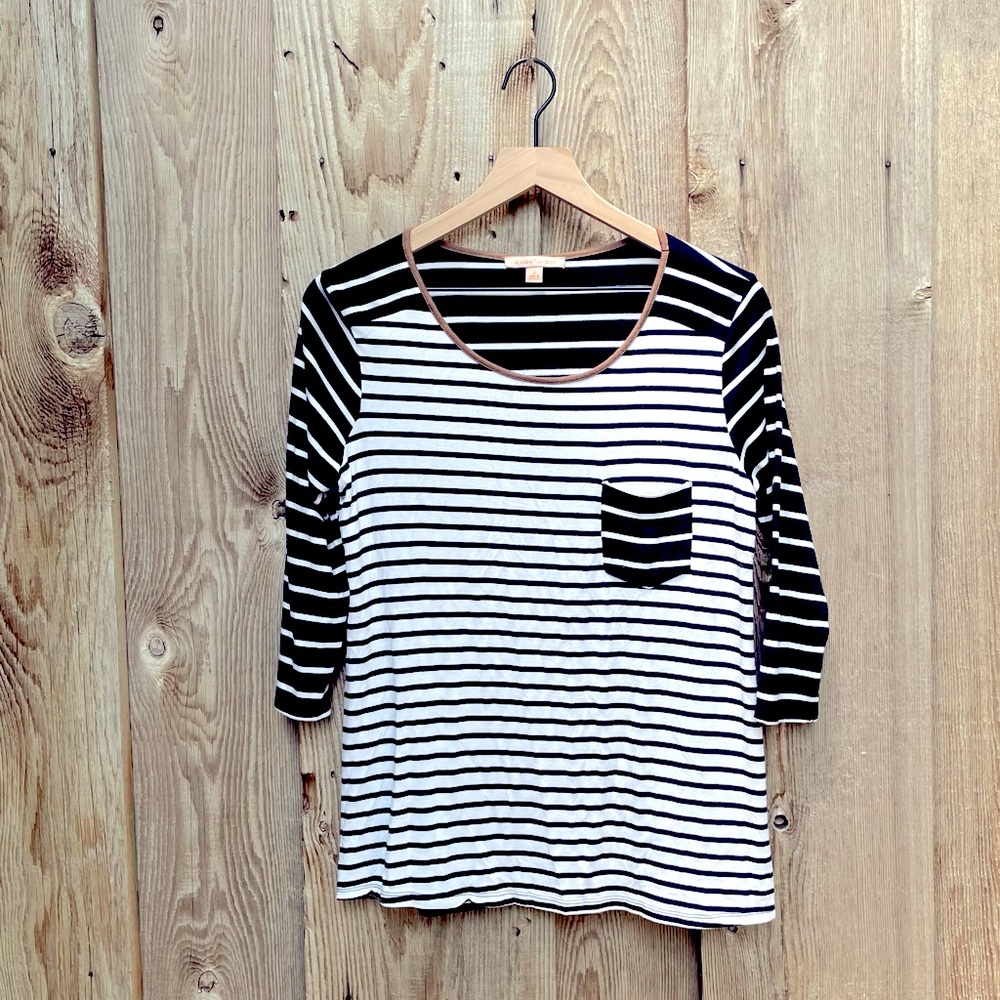 Gibson Latimer Stripe 3/4 Sleeve Women’s Top Size Small
